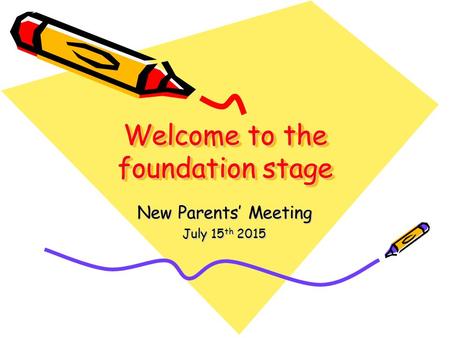 Welcome to the foundation stage New Parents’ Meeting July 15 th 2015.