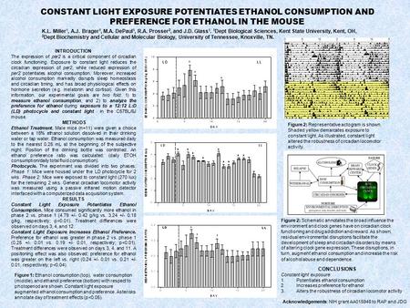 CONSTANT LIGHT EXPOSURE POTENTIATES ETHANOL CONSUMPTION AND PREFERENCE FOR ETHANOL IN THE MOUSE INTRODUCTION The expression of per2 is a critical component.