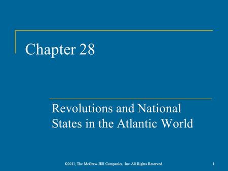 Chapter 28 Revolutions and National States in the Atlantic World 1©2011, The McGraw-Hill Companies, Inc. All Rights Reserved.