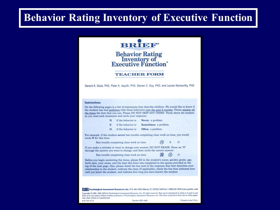 Behavior Rating Inventory Of Executive Function Adult Version 111