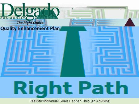 The Right Choice Quality Enhancement Plan Realistic Individual Goals Happen Through Advising.