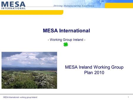 MESA International working group Ireland 1 MESA International - Working Group Ireland - MESA Ireland Working Group Plan 2010.