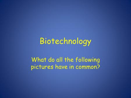 Biotechnology What do all the following pictures have in common?