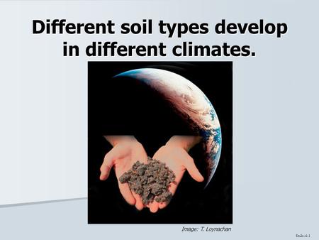 Different soil types develop in different climates. Soils-4-1 Image: T. Loynachan.