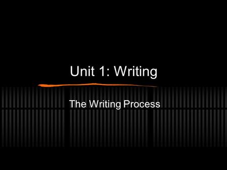Unit 1: Writing The Writing Process. Stages of the Writing Process 1. Pre-Writing 2. Writing 3. Revising and Rewriting 4. Editing and Proofreading.
