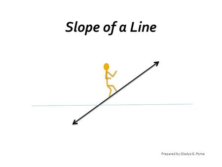 Slope of a Line Prepared by Gladys G. Poma. Concept : The slope of a straight line is a number that indicates the steepness of the line. The slope tells.