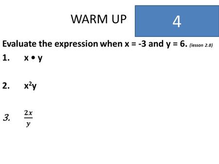 WARM UP 4 3 2 1 0 0 YOU’RE CERTIFIED! 5.3 Writing Linear Equations Given Two Points Today’s Schedule: Lesson 5.3 Powerpoint Lesson 5.3 Powerpoint.