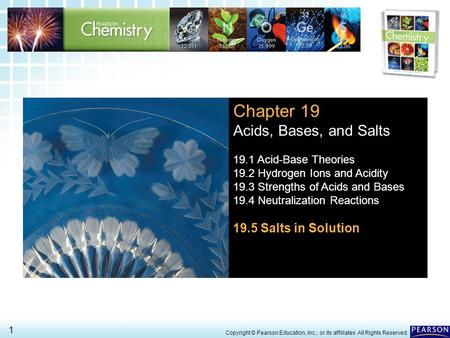 Chapter 19 Acids, Bases, and Salts 19.5 Salts in Solution