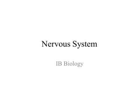 Nervous System IB Biology. Nervous System In order to survive and reproduce an organism must respond rapidly and appropriately to environmental stimuli.