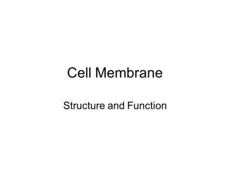 Cell Membrane Structure and Function. Function of the Cell Membrane The cell membrane has a number of important functions, it: separates the cell interior.
