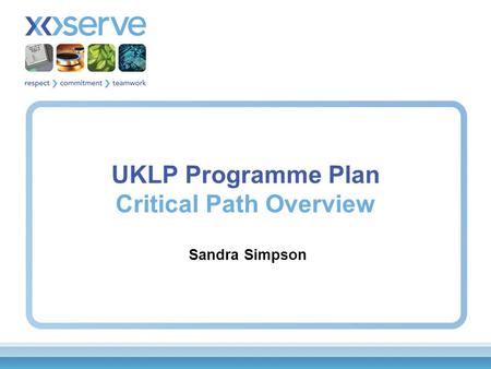 UKLP Programme Plan Critical Path Overview Sandra Simpson.