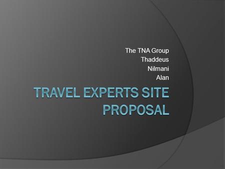 TraVEL eXPERTS SITE Proposal
