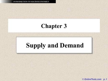 Chapter 3 supply and demand