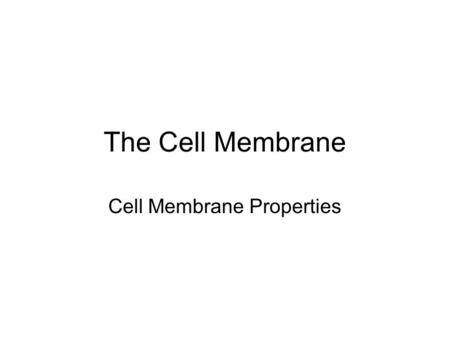 The Cell Membrane Cell Membrane Properties. In or Out? How is a window screen similar to a cell membrane? –What are some things that can pass through.