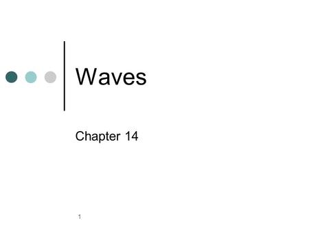 1 Waves Chapter 14. 2 Wave at the Shoe 3 Types of Waves A wave is a disturbance that carries energy through matter or space. The medium is the matter.