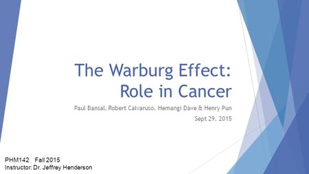 The Warburg Effect: Role in Cancer