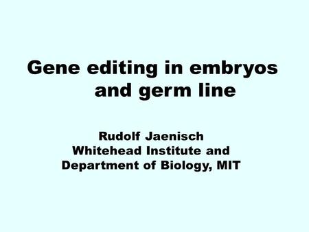 Gene editing in embryos and germ line