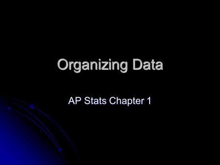 Organizing Data AP Stats Chapter 1. Organizing Data Categorical Categorical Dotplot (also used for quantitative) Dotplot (also used for quantitative)