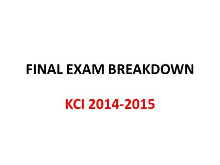 FINAL EXAM BREAKDOWN KCI 2014-2015. SBI3U 10-pages exam; double sided 50 multiple choice ; 1m each Put answers to Multiple Choice question in the boxes.