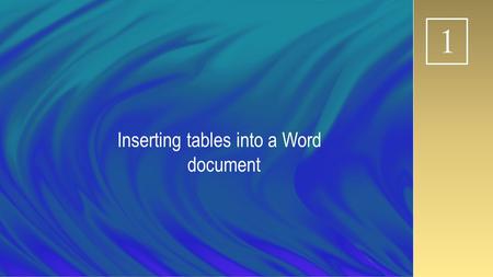 1 Inserting tables into a Word document. 2 Open up a Microsoft Word document and select under insert Table. 1 Then click here on Insert Table.