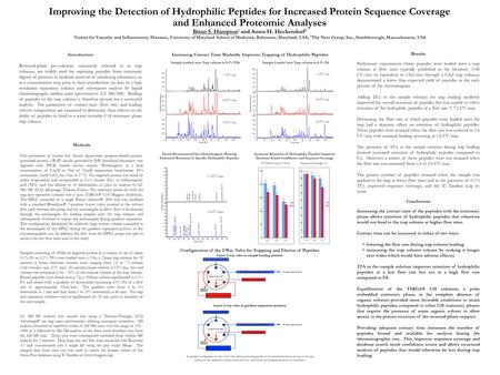 Improving the Detection of Hydrophilic Peptides for Increased Protein Sequence Coverage and Enhanced Proteomic Analyses Brian S. Hampton 1 and Amos H.