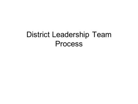 District Leadership Team Process. Leadership Team Active Coordination FUNCTIONS Implementation support Data-based action plan Coordination Capacity building.