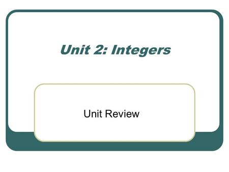 Unit 2: Integers Unit Review. Multiplying Integers The product of two integers with the same sign is a positive. Eg: (+6) x (+4) = +24; (-18) x (-3) =