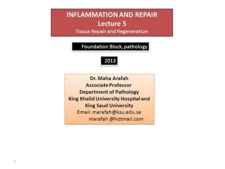 INFLAMMATION AND REPAIR Lecture 5
