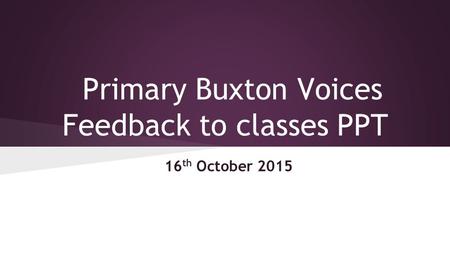 Primary Buxton Voices Feedback to classes PPT 16 th October 2015.