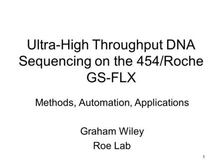Ultra-High Throughput DNA Sequencing on the 454/Roche GS-FLX