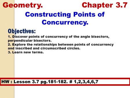 Constructing Points of Concurrency.