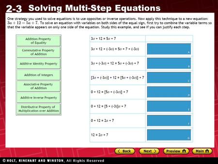 2-3 Solving Multi-Step Equations. 2-3 Solving Multi-Step Equations Objective: SWBAT write and solve multi-step equations using inverse operations.