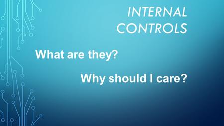 INTERNAL CONTROLS What are they? Why should I care?