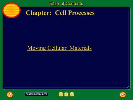 Chapter: Cell Processes Table of Contents Moving Cellular Materials.