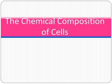 The Chemical Composition of Cells. Organic & Inorganic Living things contain both organic and inorganic molecules. Most of the molecules in living organisms.