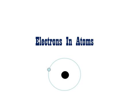 Electrons In Atoms. Electromagnetic Radiation Form of energy that exhibits both wavelike behaviors and particle behaviors.