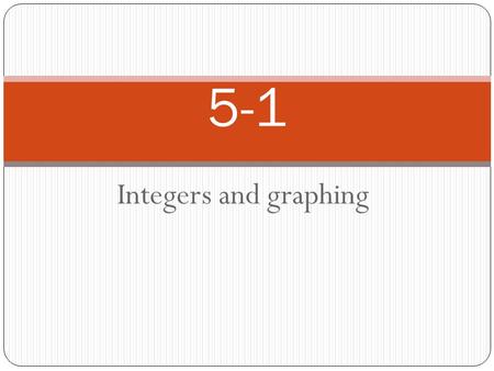 Integers and graphing 5-1. Hands-On Activity Sea level can be represented with the number 0 To represent a location above sea level, use a positive.