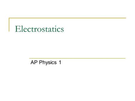 Electrostatics AP Physics 1.