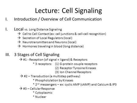 Lecture: Cell Signaling