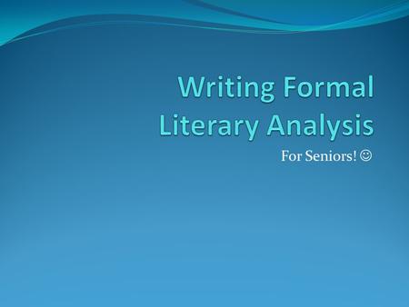 For Seniors!. Your paper needs a title Make sure your title is not too vague or cute Never use a semi-colon in a title- they’re only for sentences Capitalize.