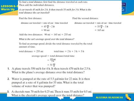 ALGEBRA READINESS LESSON 6-5 Warm Up Lesson 6-5 Warm-Up.