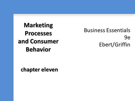 Business Essentials 9e Ebert/Griffin Marketing Processes and Consumer Behavior chapter eleven.