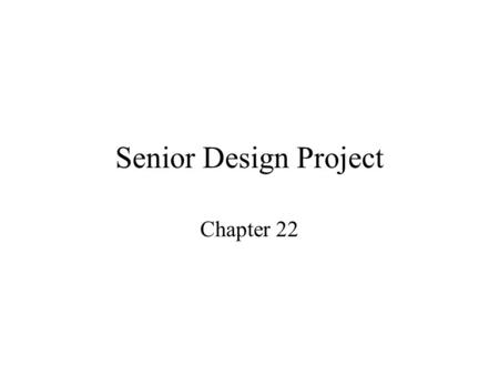 Senior Design Project Chapter 22. Project Overview –Feed Pre- conditioners –Reactor(s) –Separator(s) –Product Conditioners –Recycle –Heat Integration.