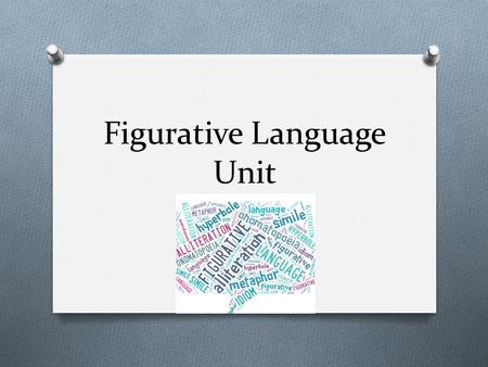 Figurative Language Unit. Lesson 1 Introduction to Figures of Speech.