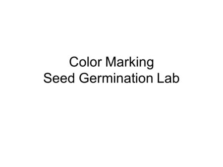 Color Marking Seed Germination Lab. Background Red - discussion of manipulated variable.
