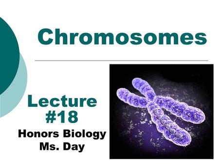 Chromosomes Lecture #18 Honors Biology Ms. Day. Why is Cell Division Important?  Unicellular organisms Reproduce by cell division  increasing the population.