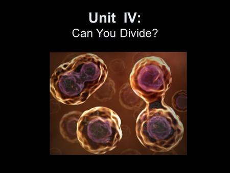 Unit IV: Can You Divide?. Cell Reproduction All organisms REPRODUCE. Why? –This allows for growth, development and the survival of the species.