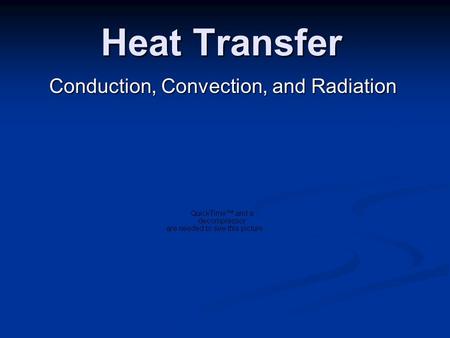 Heat Transfer Conduction, Convection, and Radiation.