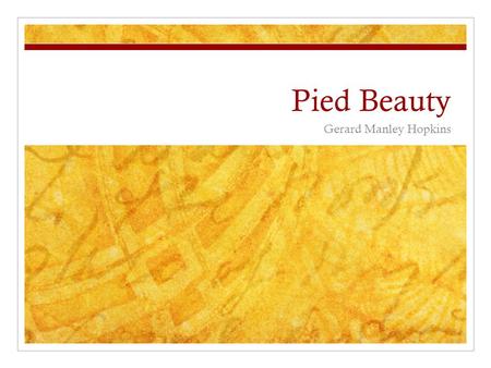 Summary of the poem pied beauty