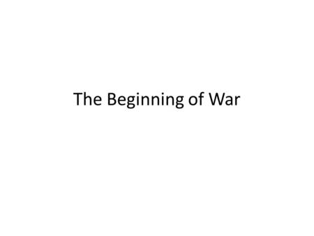 The Beginning of War. Agenda 1. Bell Ringer: Jared Diamond Writing Exercise. (30) 2. Lecture: Onset of World War, the Eastern and Western Front, Weapons.